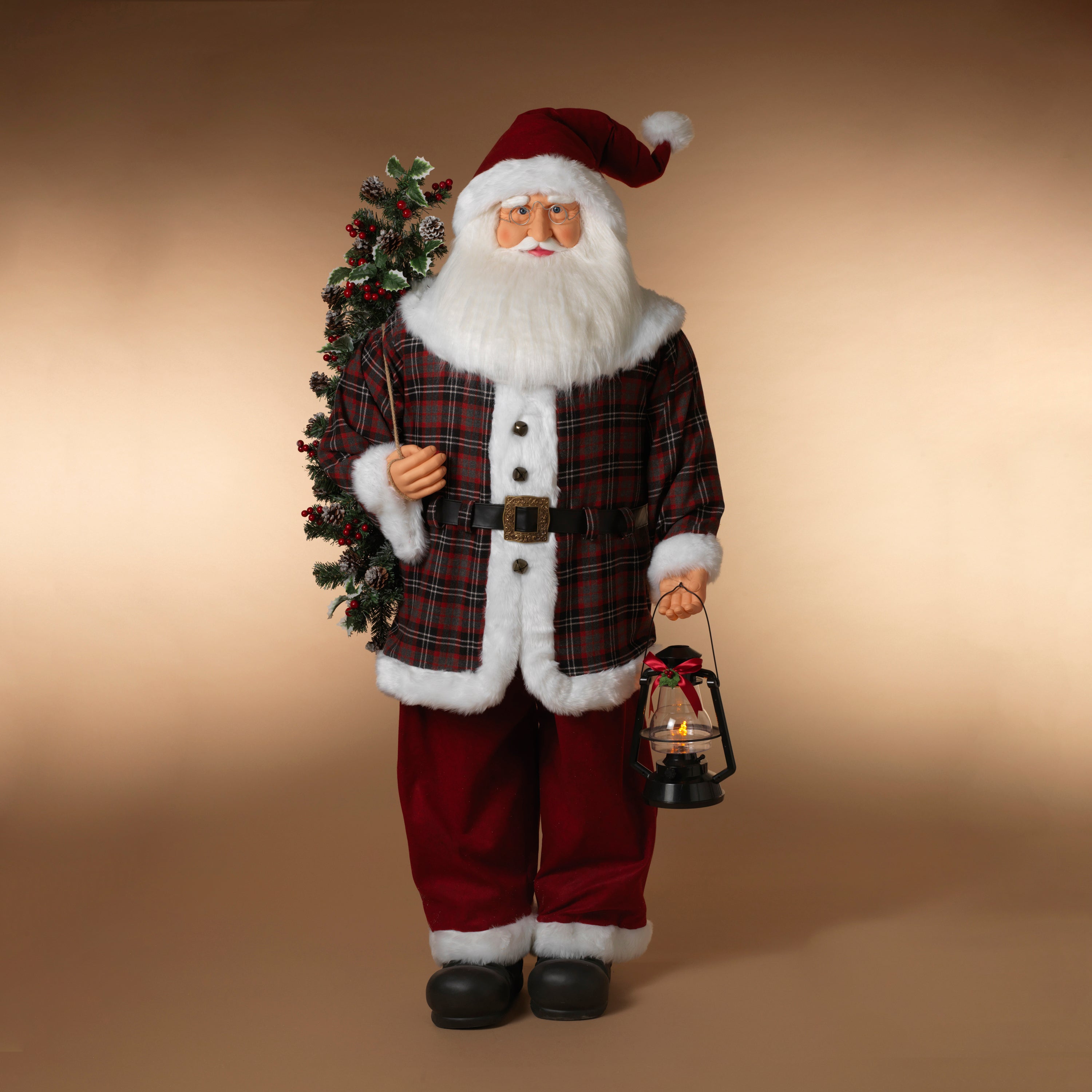 Lifesize Woodland Santa with LED Lantern