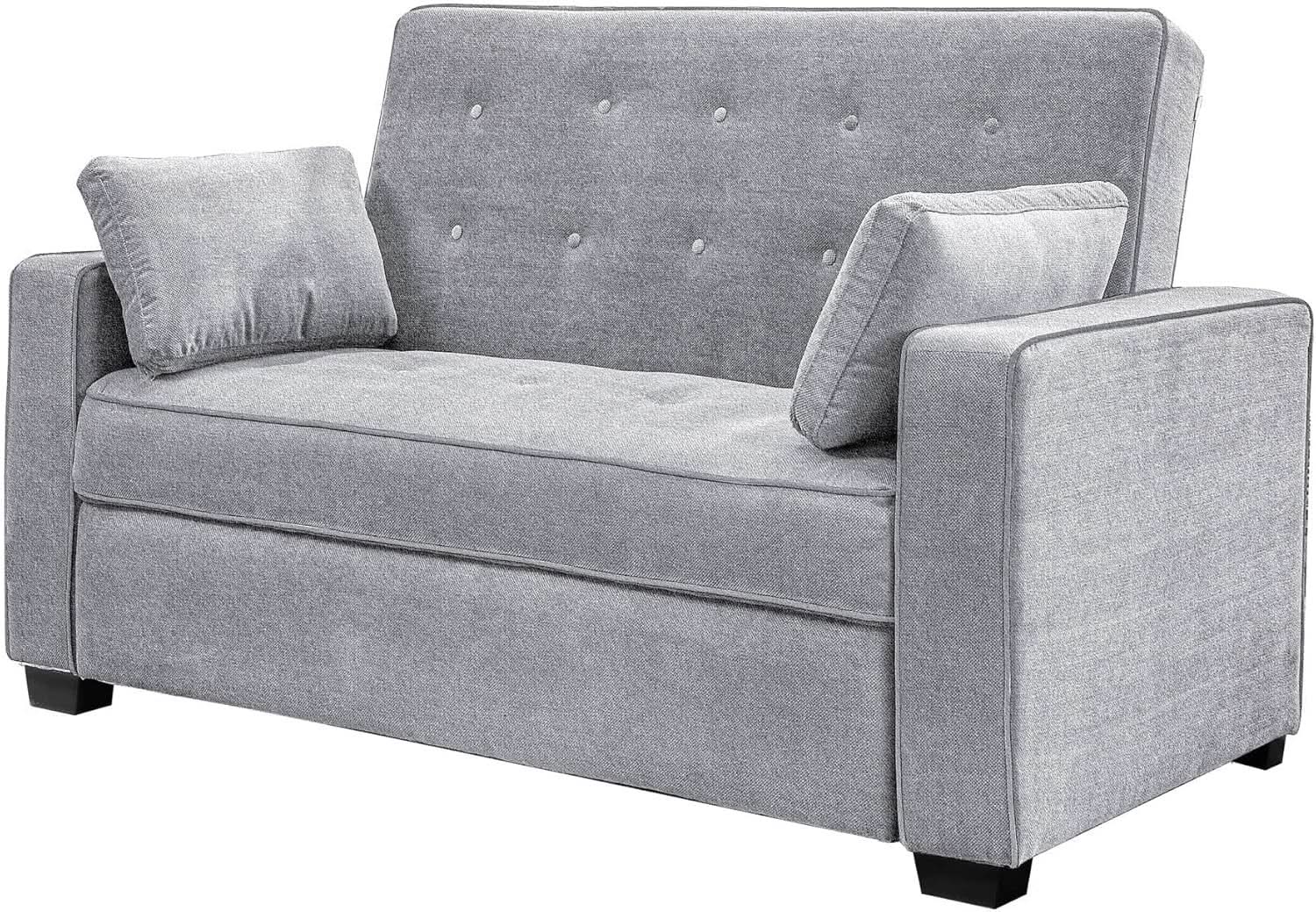 Lifestyle Solutions Ainsley Full Size Convertible Loveseat Light Grey