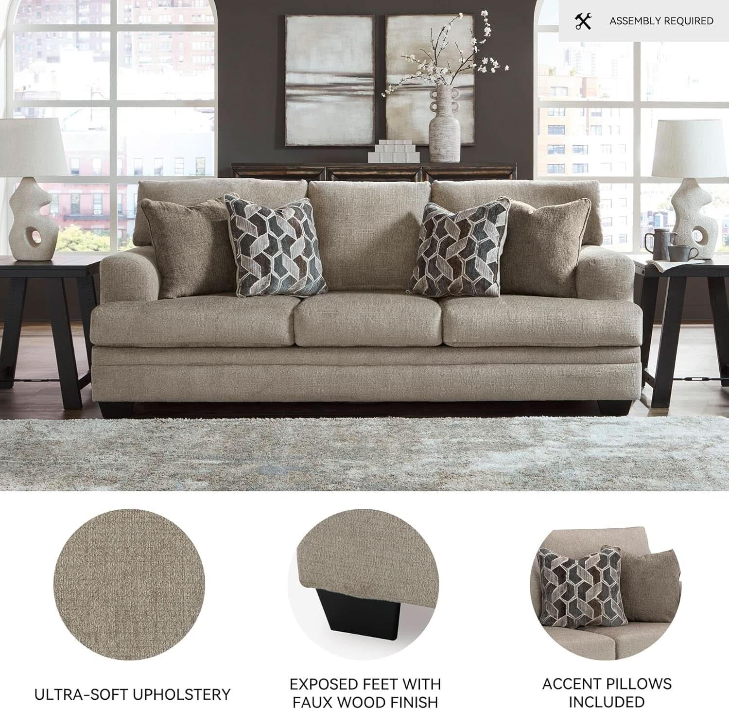 Light Brown Queen Convertible Sofa Sleeper MemoryFoam