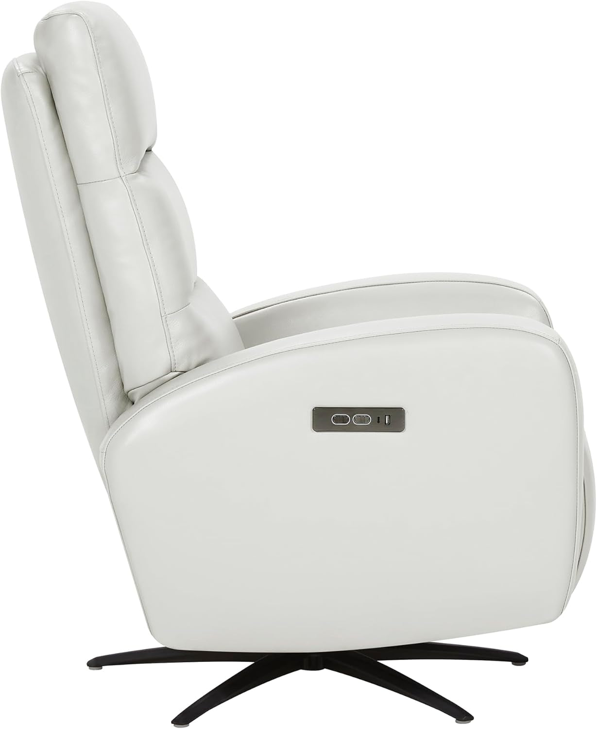 Light Grey Leather Power Swivel Recliner With USB C