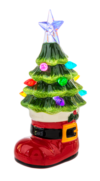 Light Up Santa Boot with Tree - Mini Shimmer