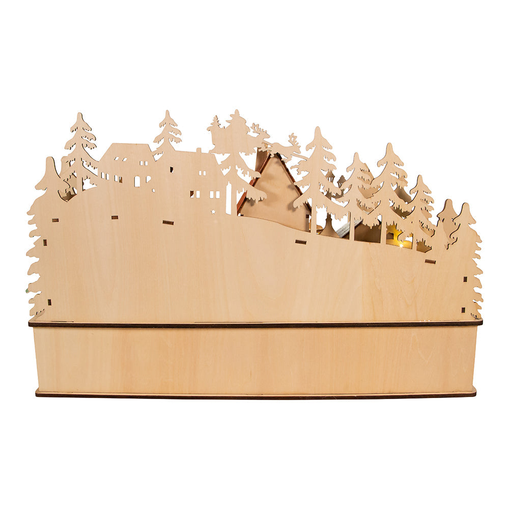 Light-Up Wooden Christmas Village With Santa