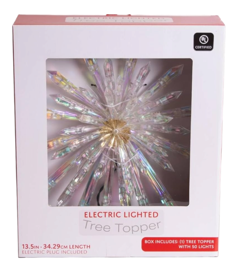 Lighted Acrylic Starburst Tree Topper with 50 Lights