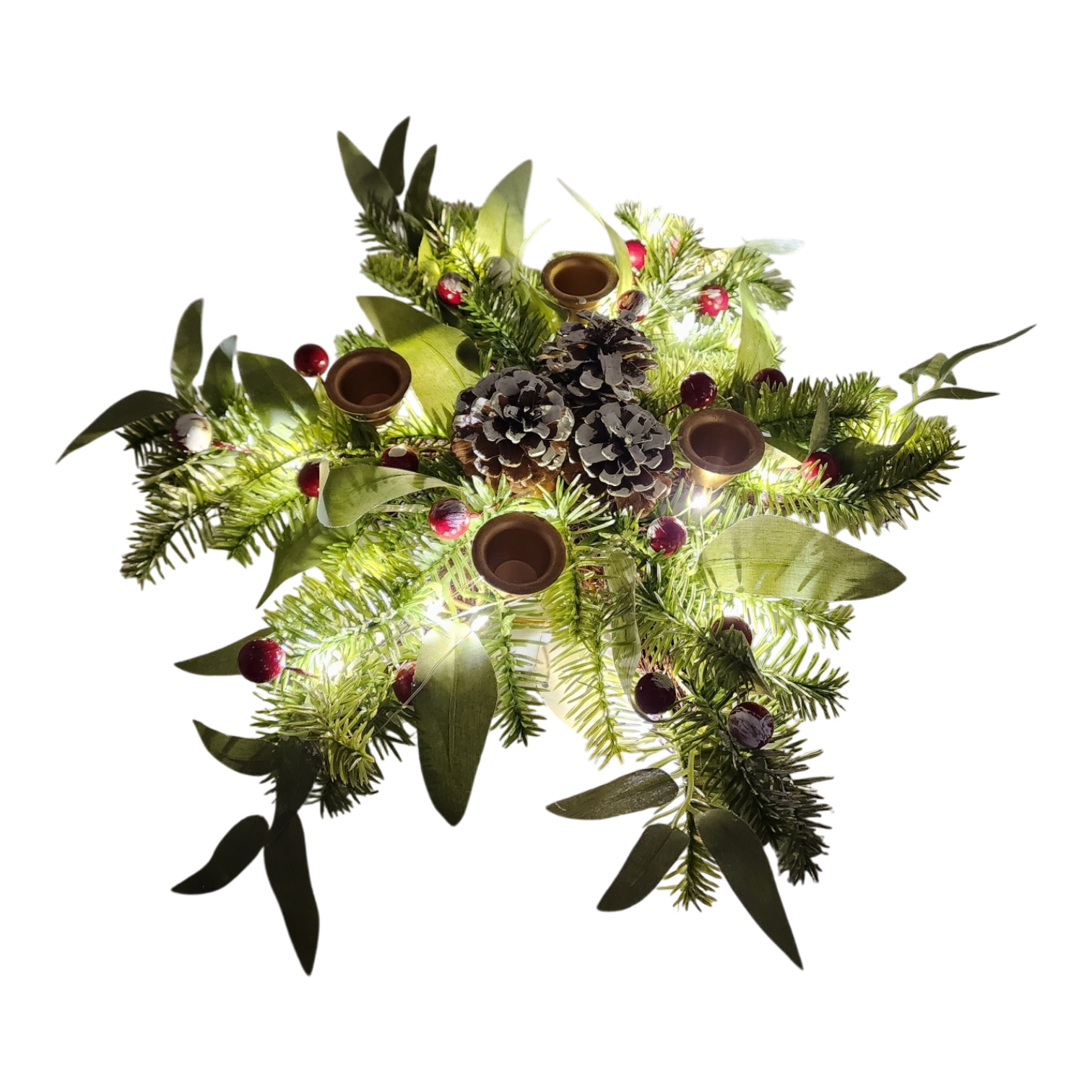 Lighted Candle Wreath - 18 Inch