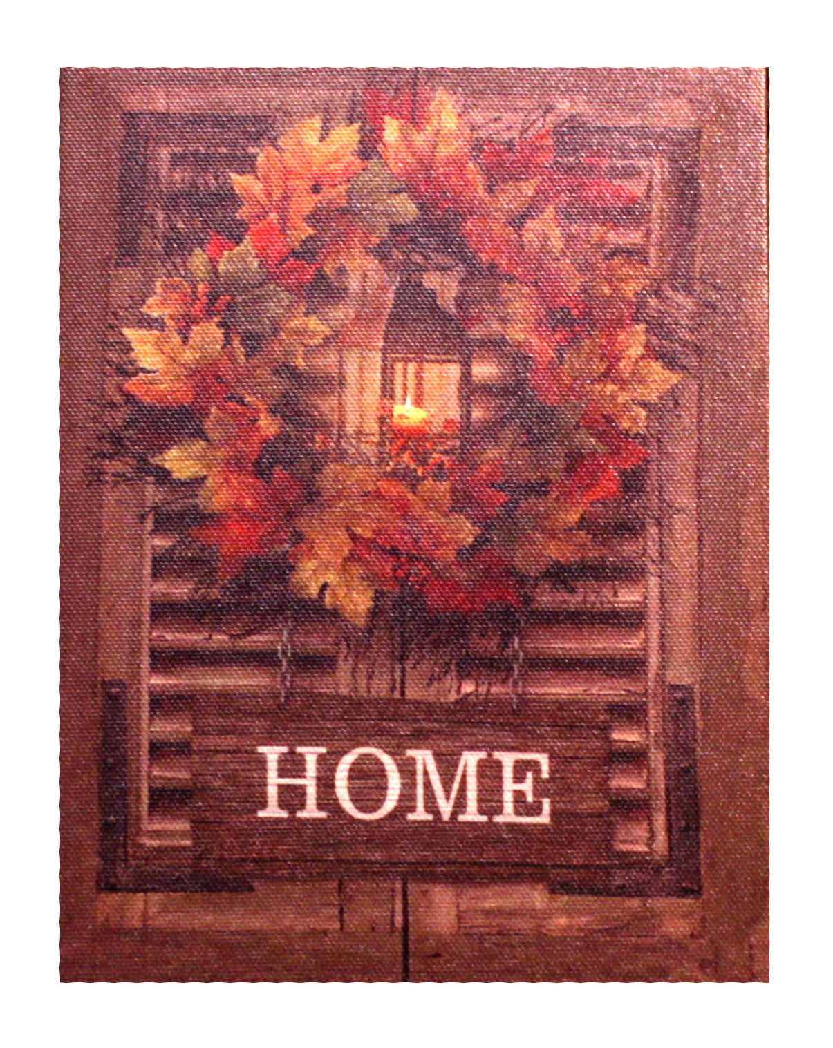 Lighted Canvas Print - Fall Wreath With Home Sign