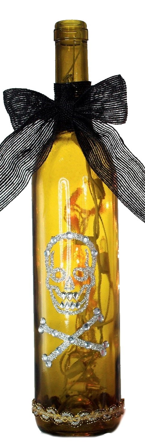 Lighted Glass Halloween Bottle - Yellow