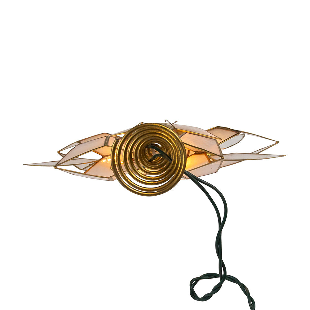 Lighted Gold Tin Double Point Capiz Star Treetop