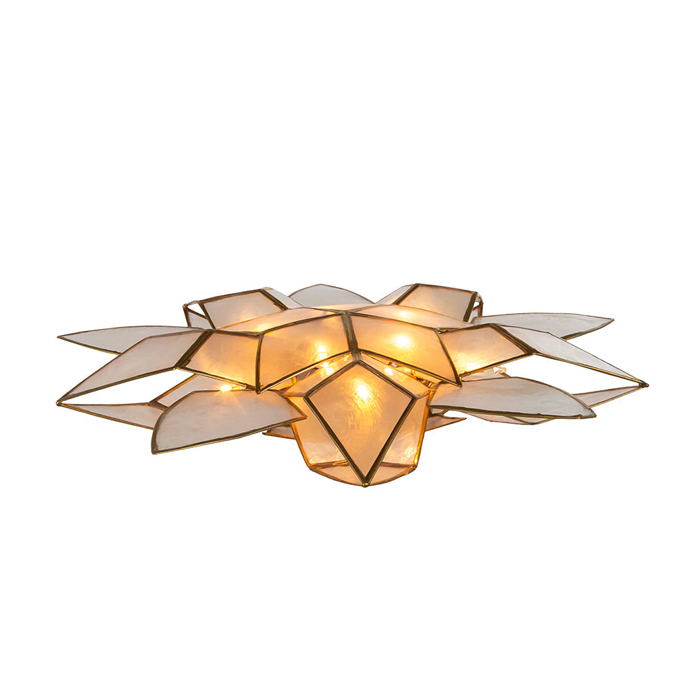 Lighted Gold Tin Double Point Capiz Star Treetop