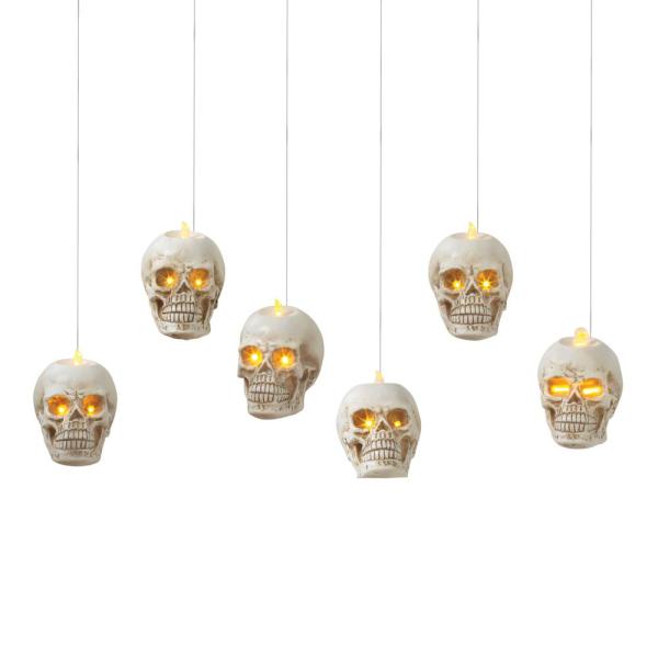Lighted Hanging Skulls - Set of 6