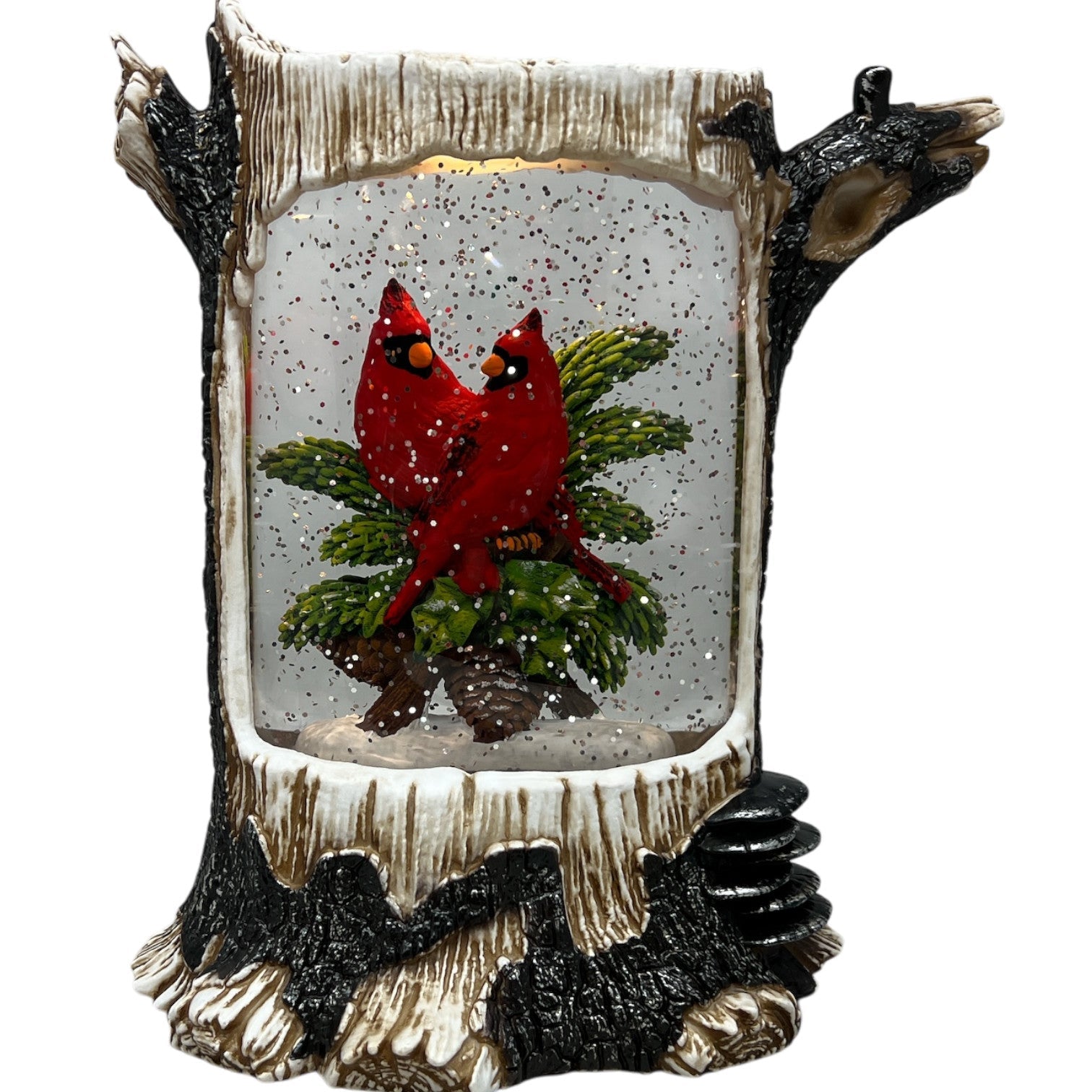 Lighted Holiday Cardinals Spinning Water Globe