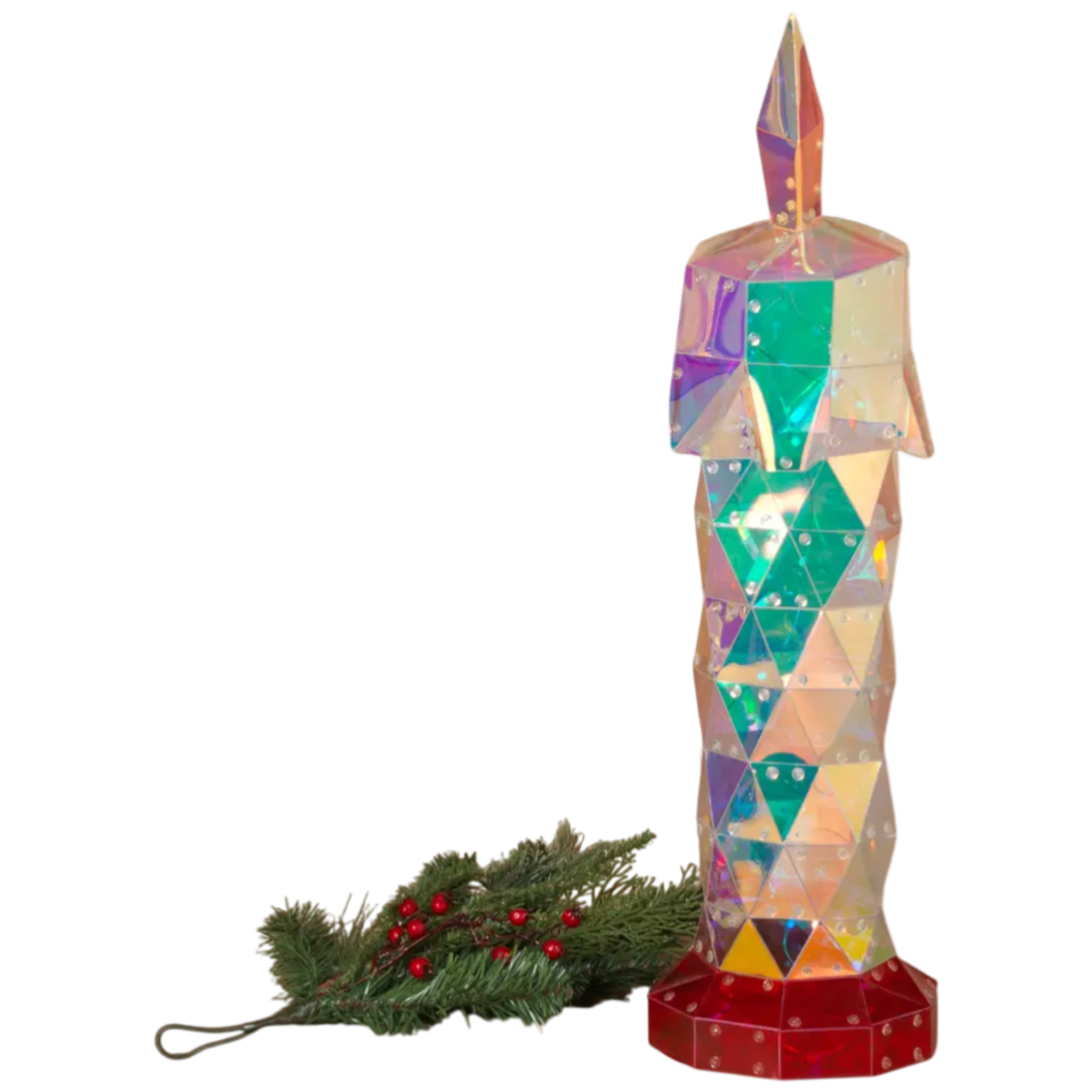Lighted Holographic Holiday Candle - 2 Feet Tall