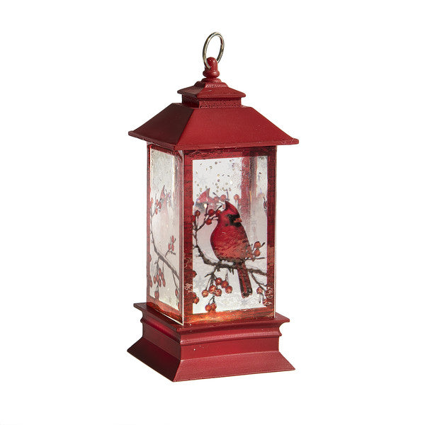 Lighted LED Lantern with Cardinal Mini Shimmer