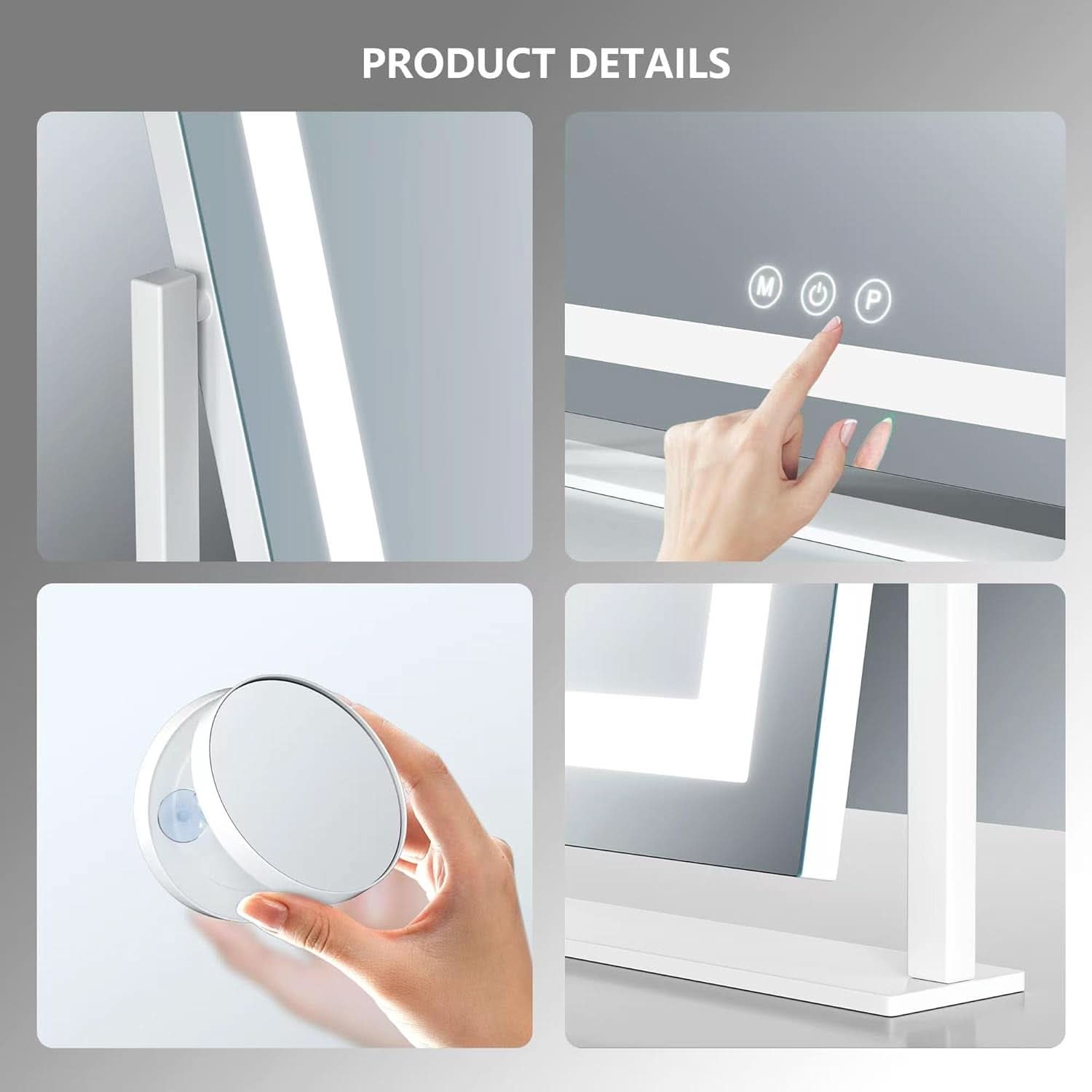 Lighted Makeup Mirror With LED Three Color Lighting Modes