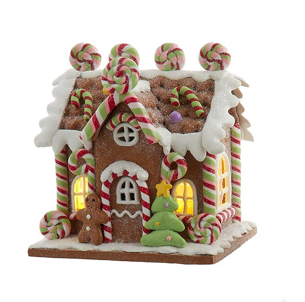 Lighted Mini Gingerbread House - 4.5 inch - Pinwheel