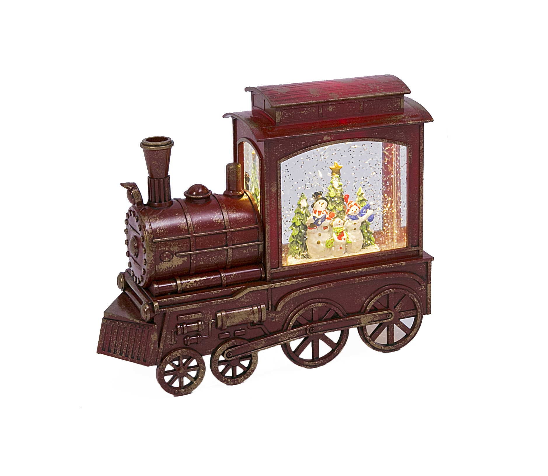 Lighted Musical Spinning Water Globe Train - Snowman