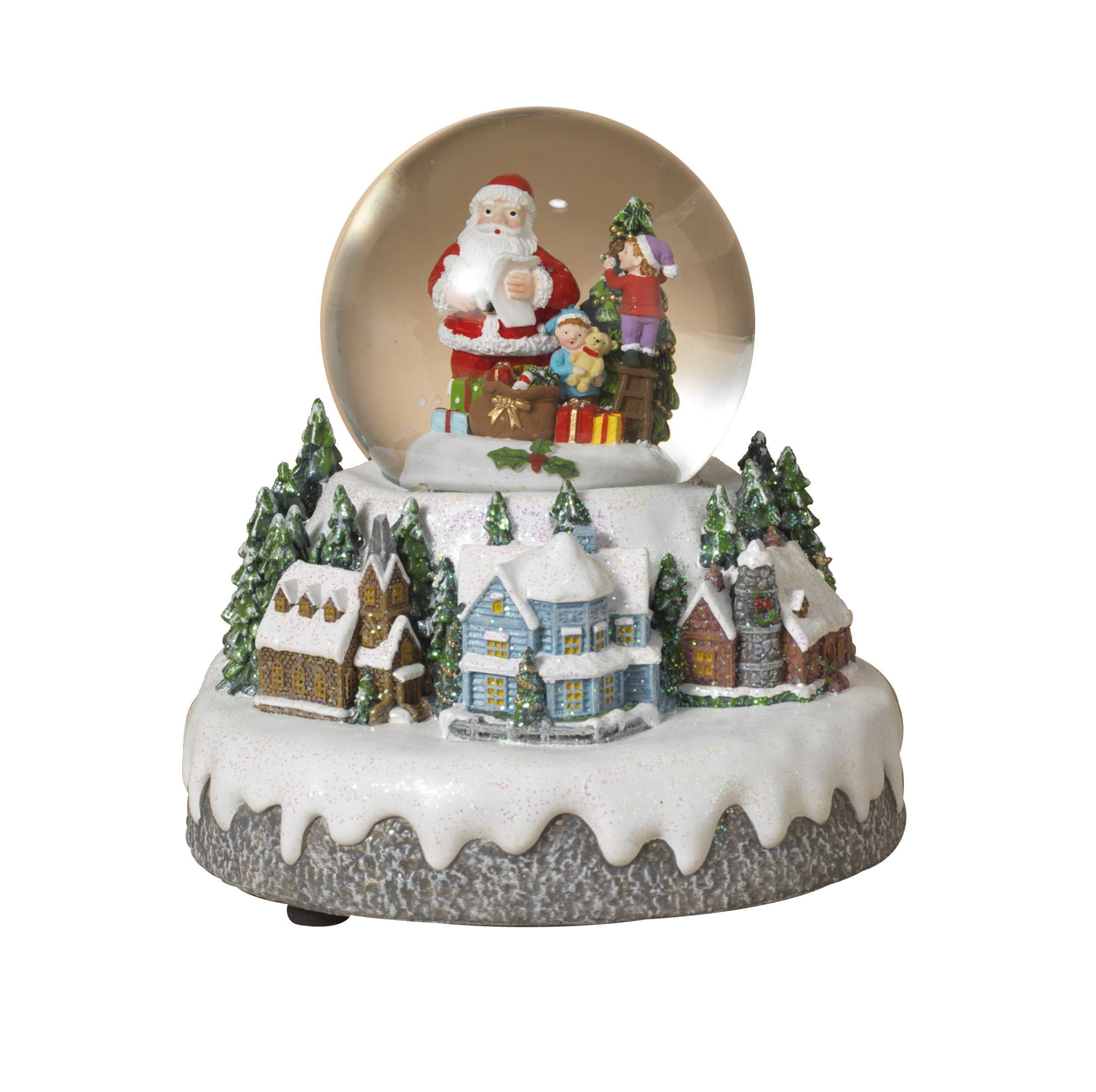 Lighted Musical Spinning Water Globe Village