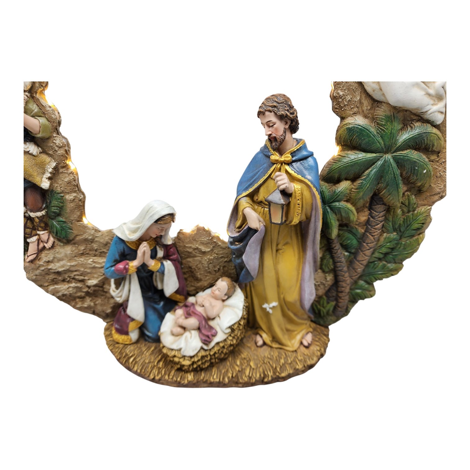 Lighted Nativity Tabletop Wreath -17 Inch