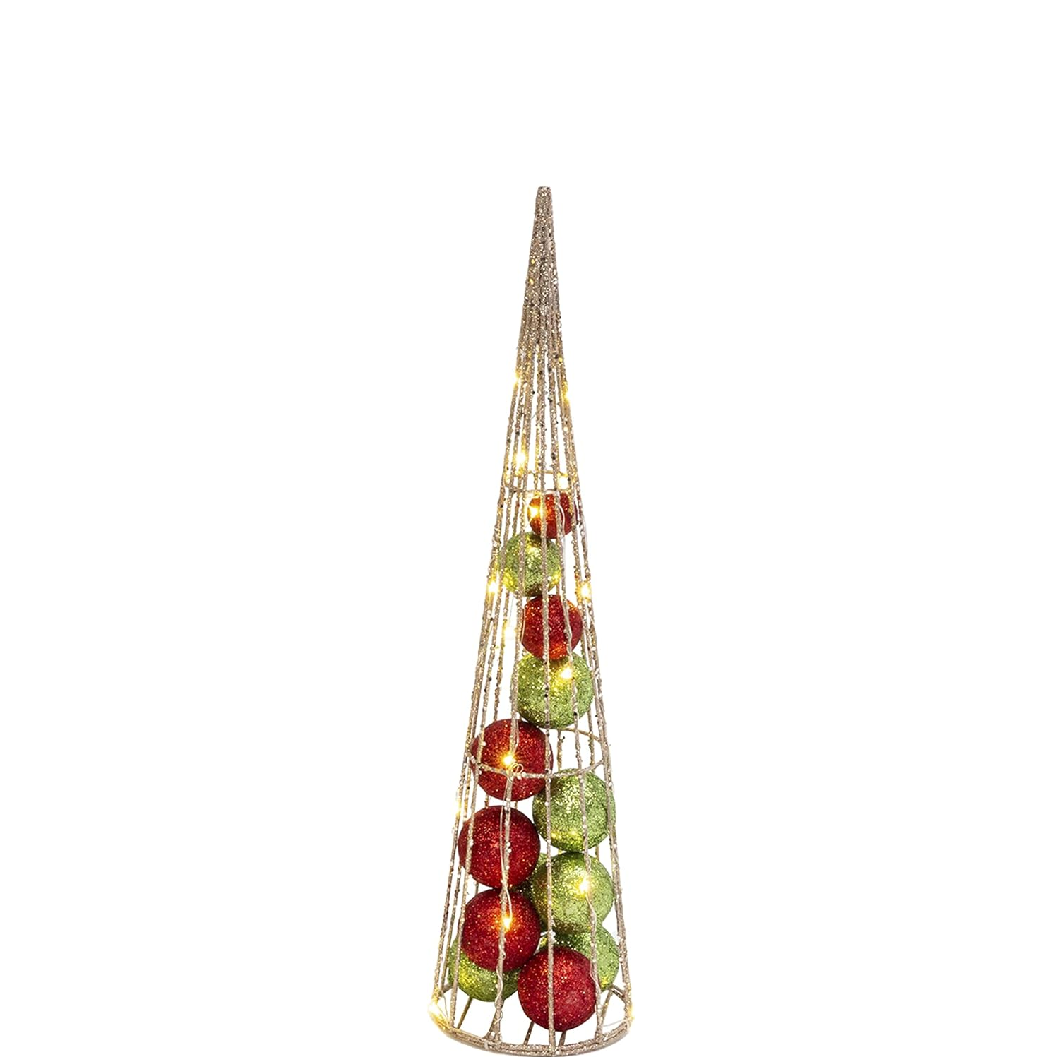 Lighted Ornament Filled Cone Tree -
