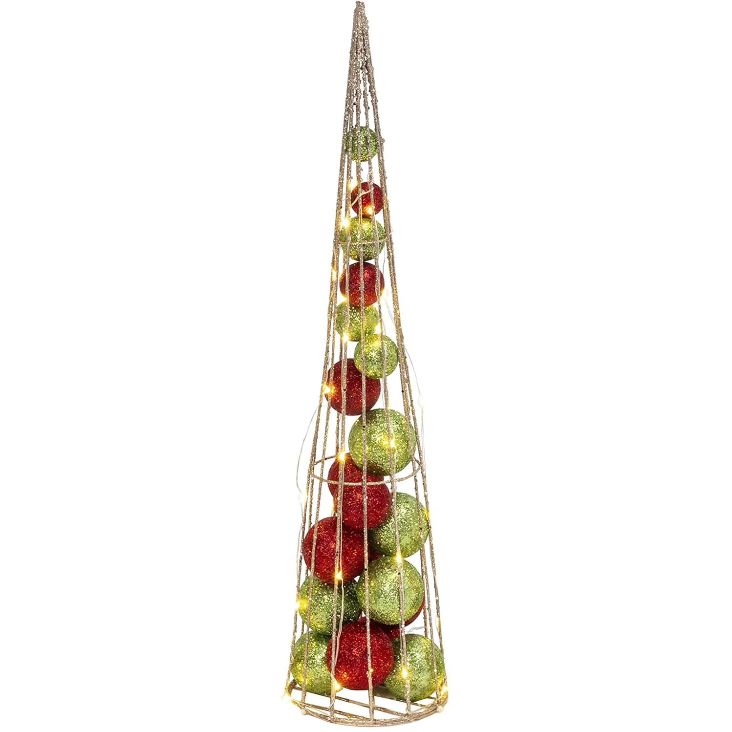 Lighted Ornament Filled Cone Tree -