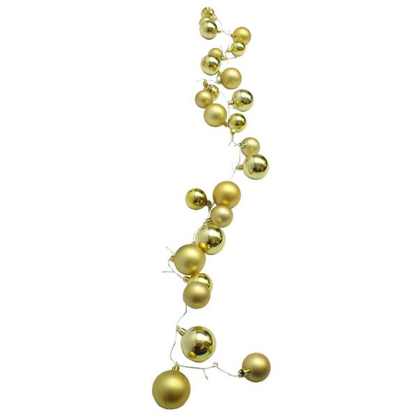Lighted Ornament Strung 58" Garland - Gold