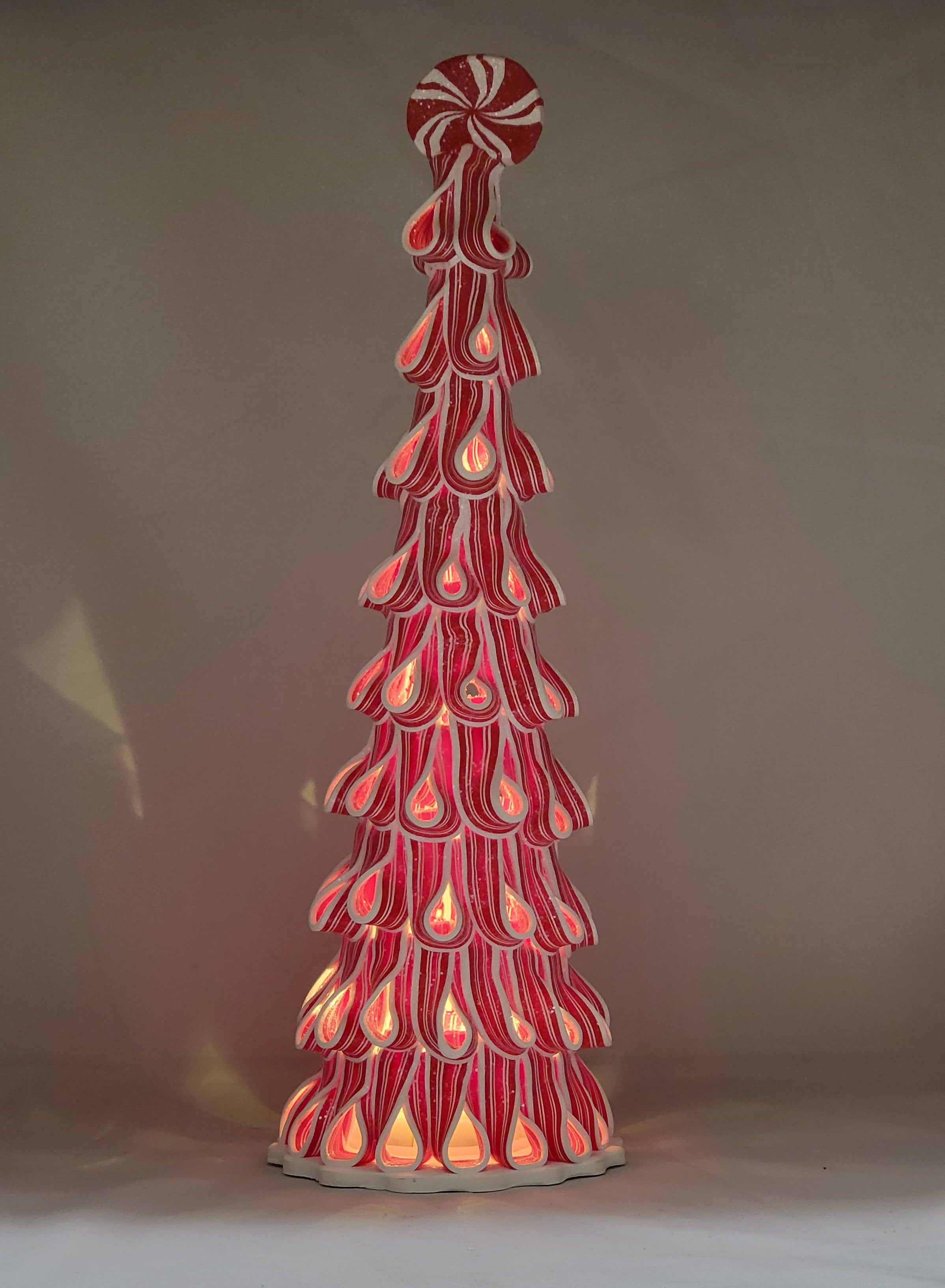 Lighted Peppermint Candy Tree - 18 Inches Tall