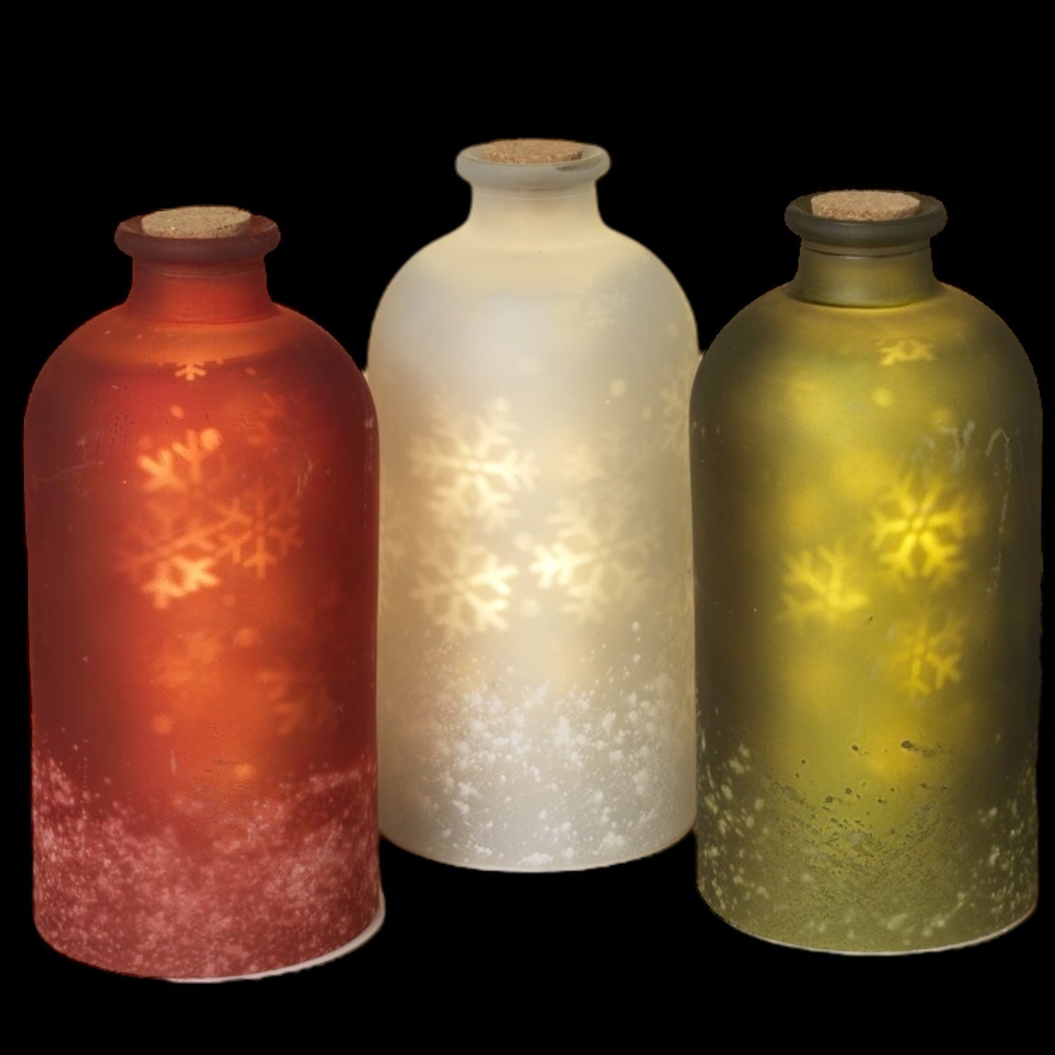 Lighted Snowflake Luminary Bottles -