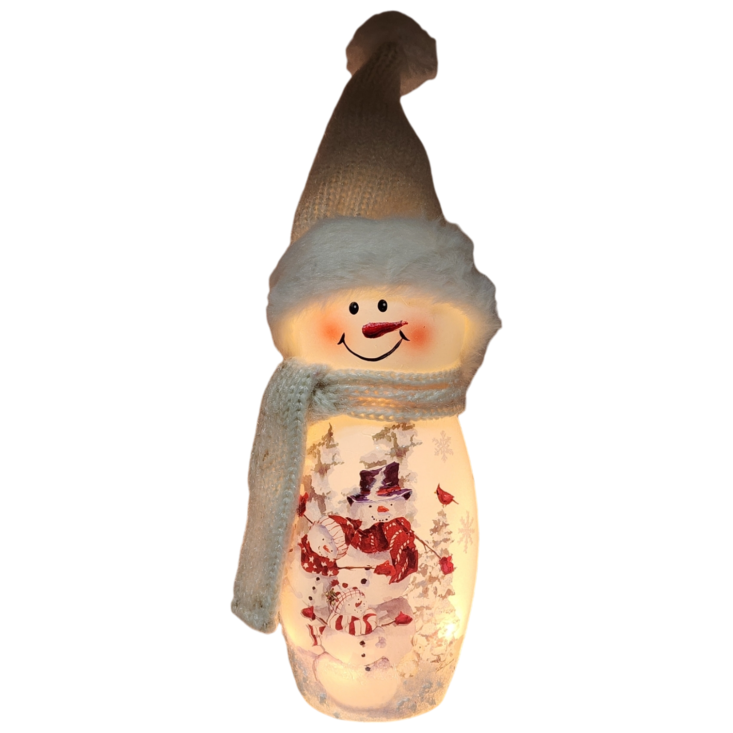 Lighted Snowman Lamp - Snow Family - 8 Inches tall
