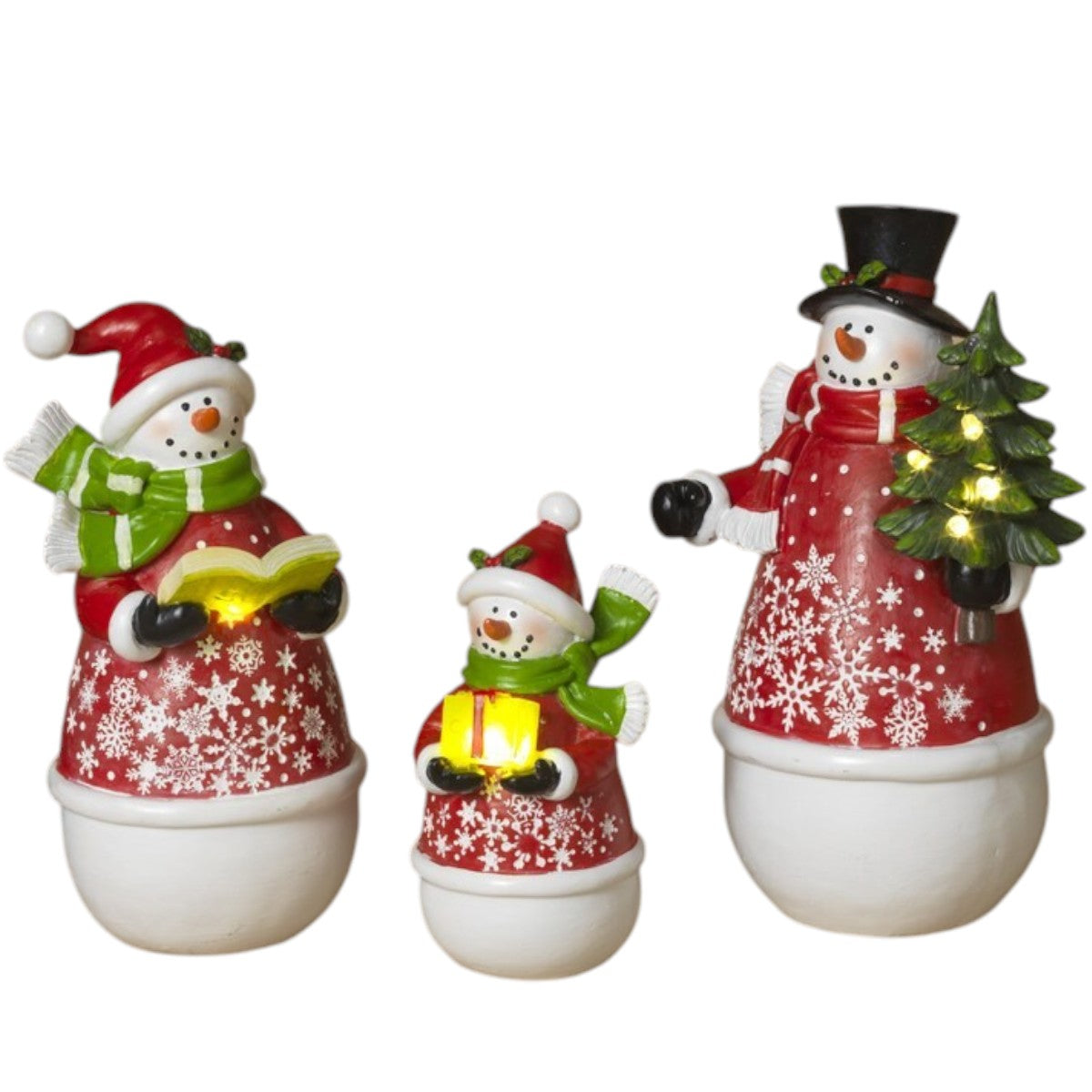 Lighted Snowy Celebration Family - 3 Piece Set