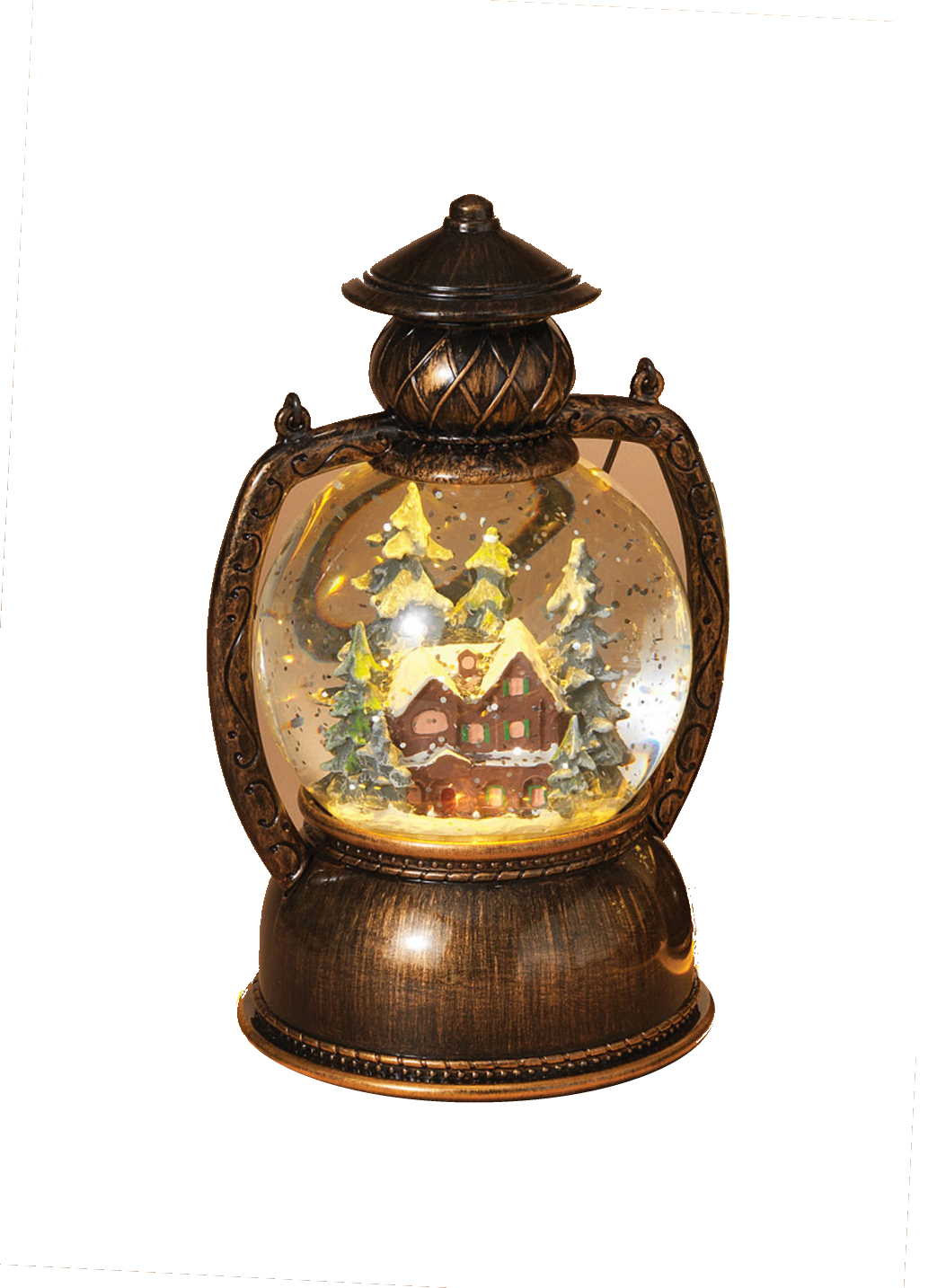 Lighted Spinning Snow Globe Winter Scene Lantern -
