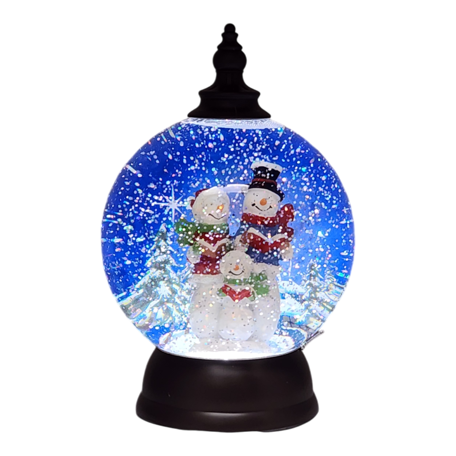 Lighted Spinning Water Globe - Caroling Snowman Family