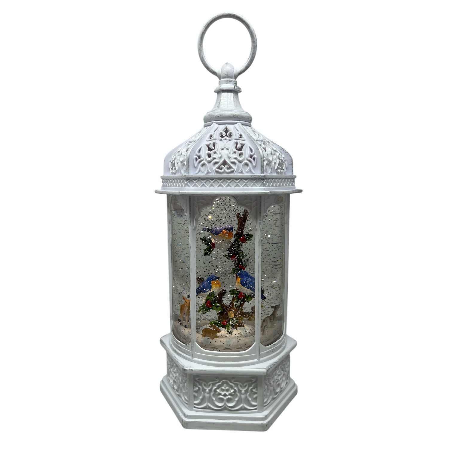 Lighted Spinning Water Globe Lantern with Rotating Scene - Bluebird