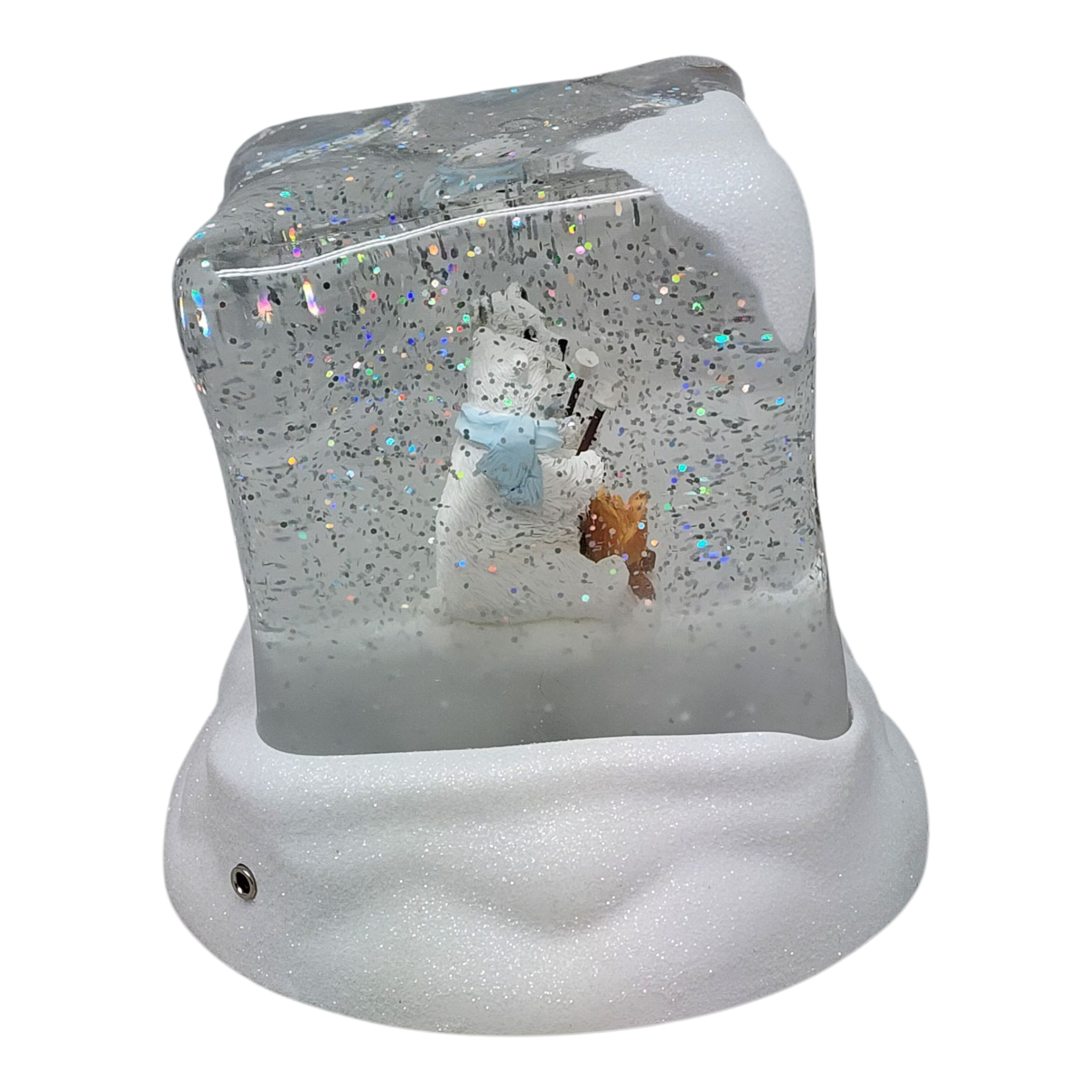 Lighted Swirl Polar Bears Cube Snowglobe
