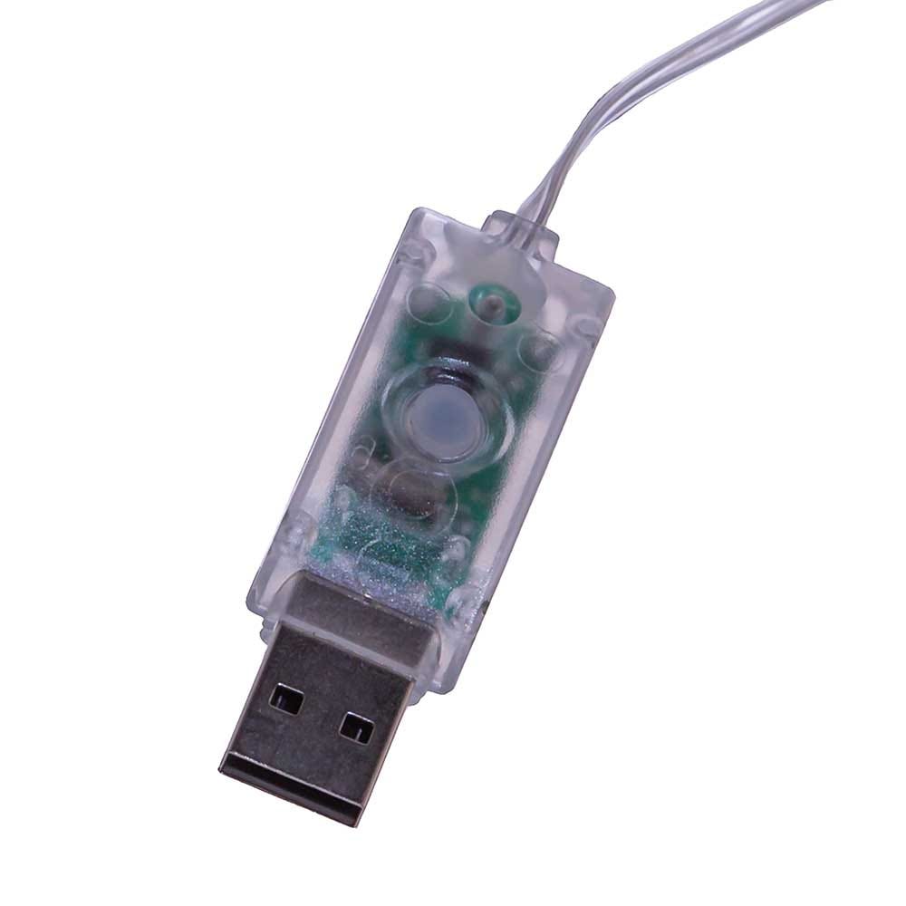 Lighted USB Clear Iridescent Glass Ball Ornament - Dimpled