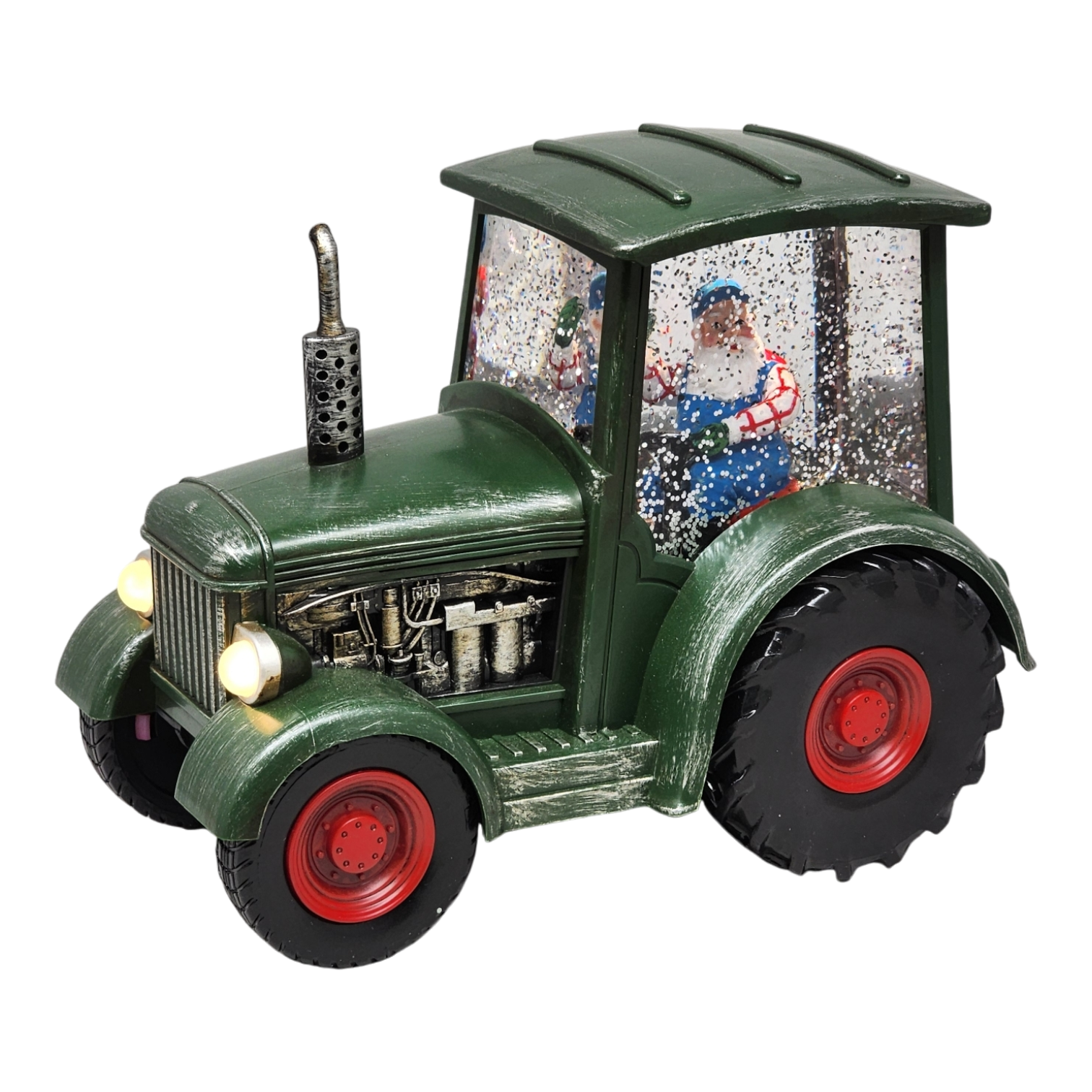 Lighted Water Globe Tractor with Santa Driving