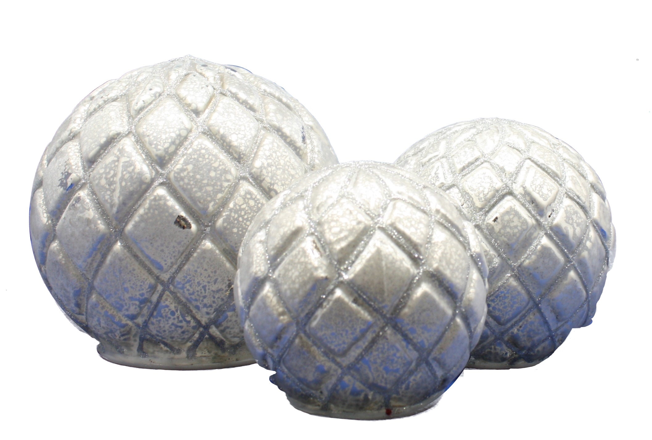 Lightup Mercury Glass Sphere - Silver - 3 Piece Set