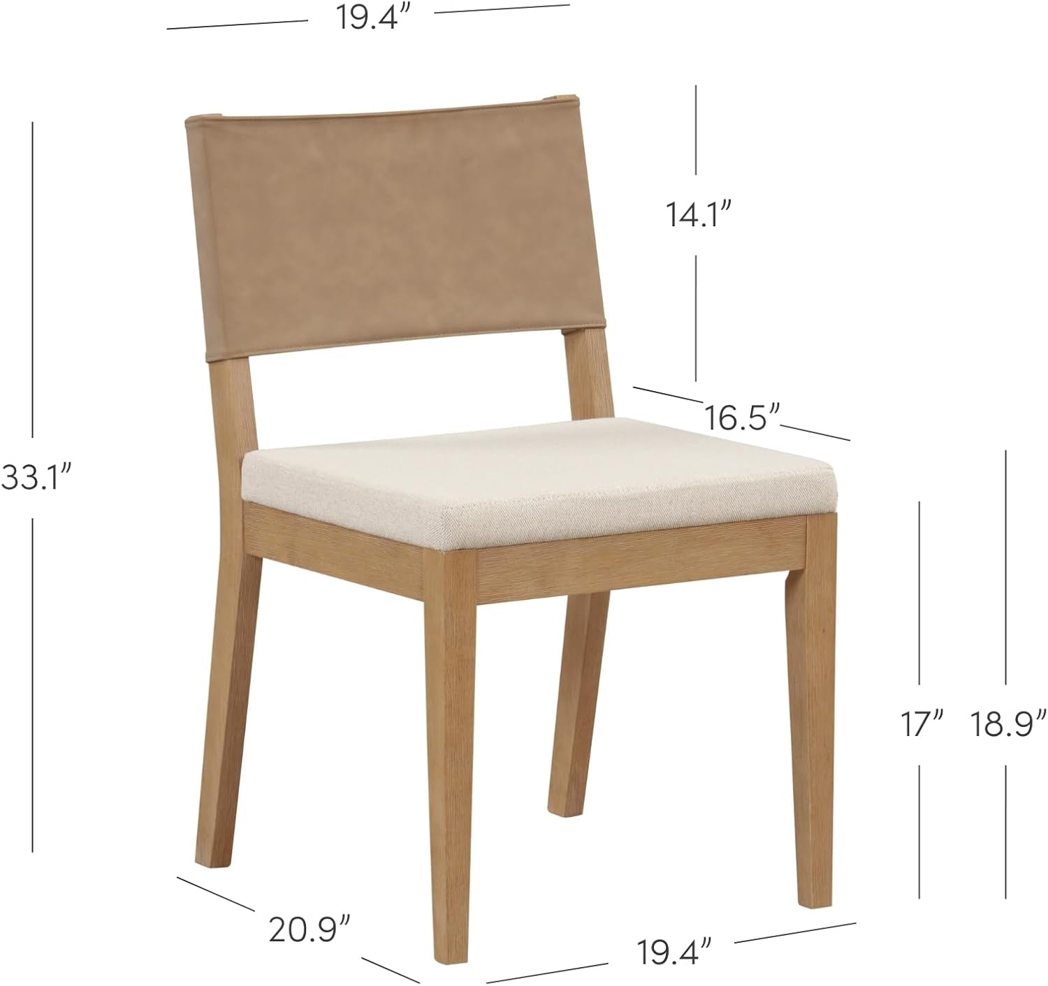 Linus Modern Upholstered Dining Chair Light Brown Cushioned