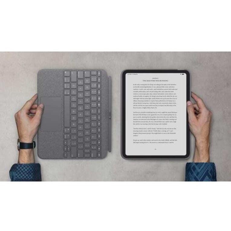 Logitech Combo Touch Keyboard/Cover Case (Folio) for 10.9" Apple, Logitech iPad (10th Generation) Tablet, Apple Pencil, Stylus - Oxford Gray