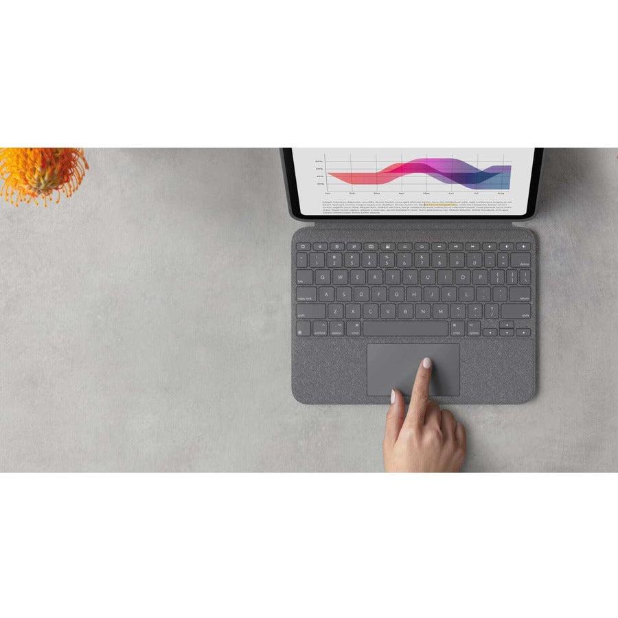 Logitech Combo Touch Keyboard/Cover Case (Folio) for 10.9" Apple, Logitech iPad (10th Generation) Tablet, Apple Pencil, Stylus - Oxford Gray