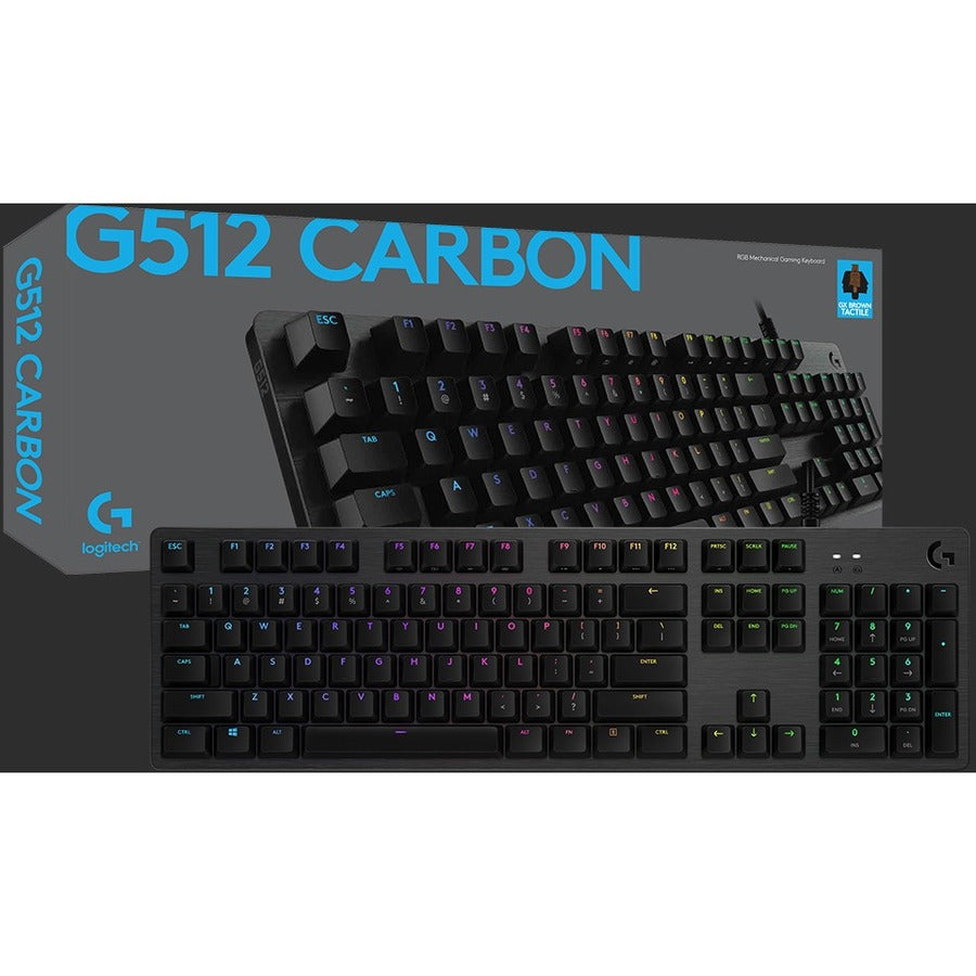 Logitech G512 CARBON LIGHTSYNC RGB Mechanical Gaming Keyboard with GX Brown switches and USB passthrough (Tactile) 920-009342