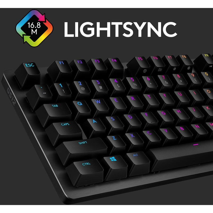 Logitech G512 Carbon LIGHTSYNC RGB Mechanical Gaming Keyboard - Wired Keyboard with GX Red Switches, USB Passthrough, Media Controls, Compatible with Windows 920-009360