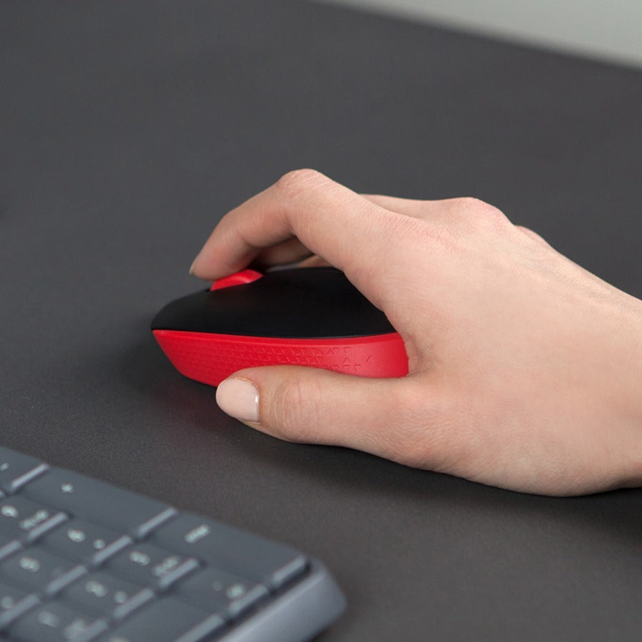 Logitech M170 Wireless Compact Mouse (Red) - Optical - Wireless - Radio Frequency - 2.40 G