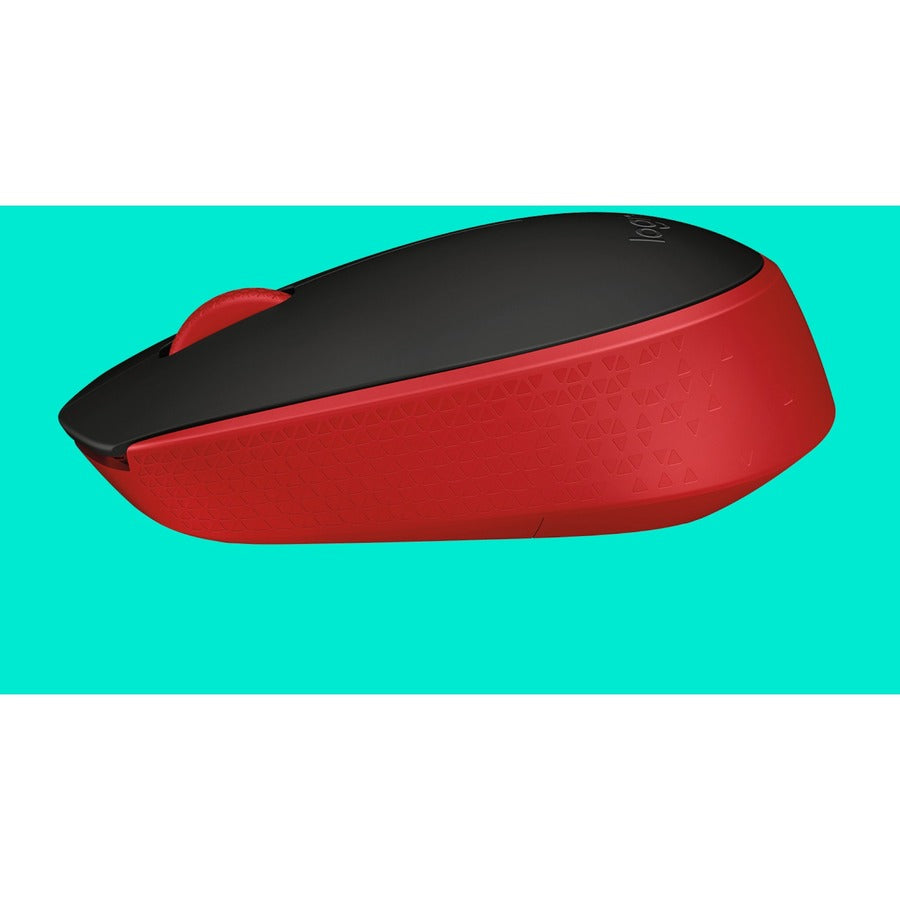 Logitech M170 Wireless Compact Mouse (Red) - Optical - Wireless - Radio Frequency - 2.40 G