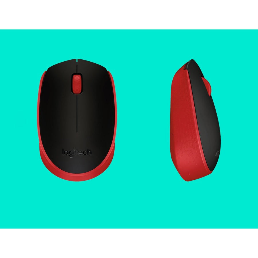 Logitech M170 Wireless Compact Mouse (Red) - Optical - Wireless - Radio Frequency - 2.40 G