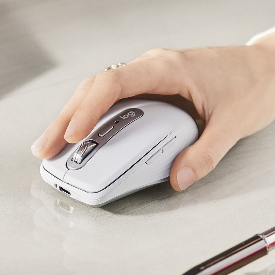 Logitech MX Anywhere 3 Compact Performance Mouse, Wireless, Comfort, Fast Scrolling, Any Surface, Portable, 4000DPI, Customizable Buttons, USB-C, Bluetooth, Apple Mac, iPad, Windows PC, Linux, Chrome, Pale Gray 910-005985