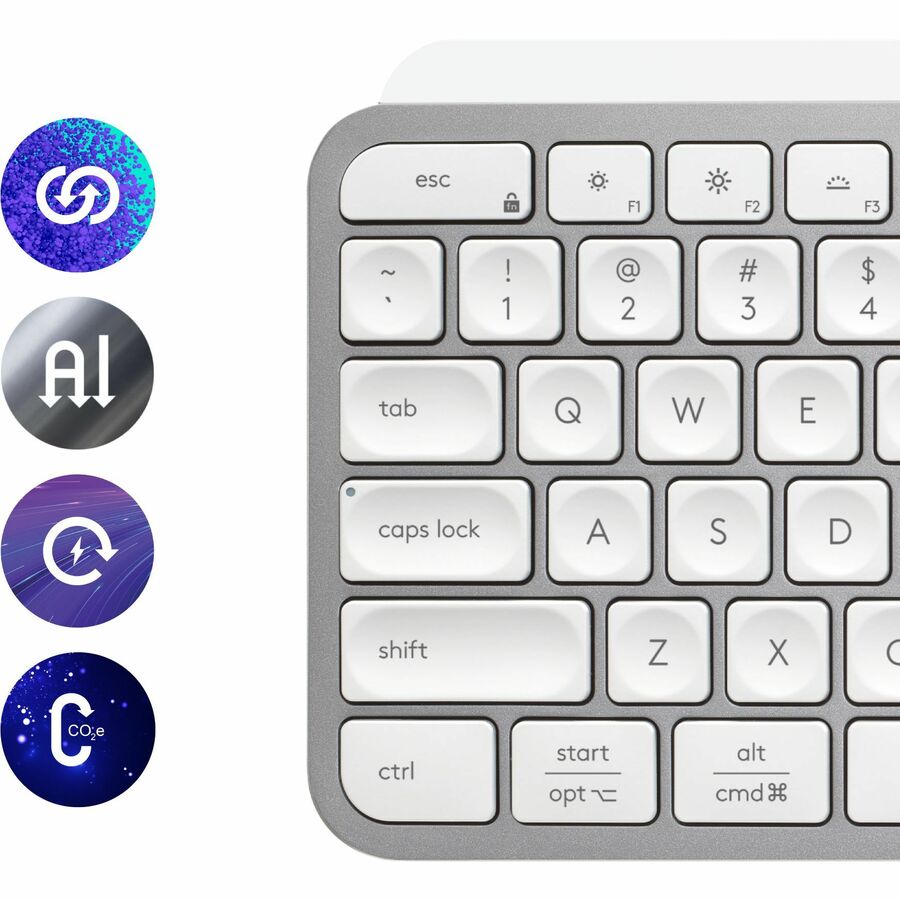 Logitech MX Keys Keyboards - Wireless Connectivity - Bluetooth - 32.81 ft - USB Interface