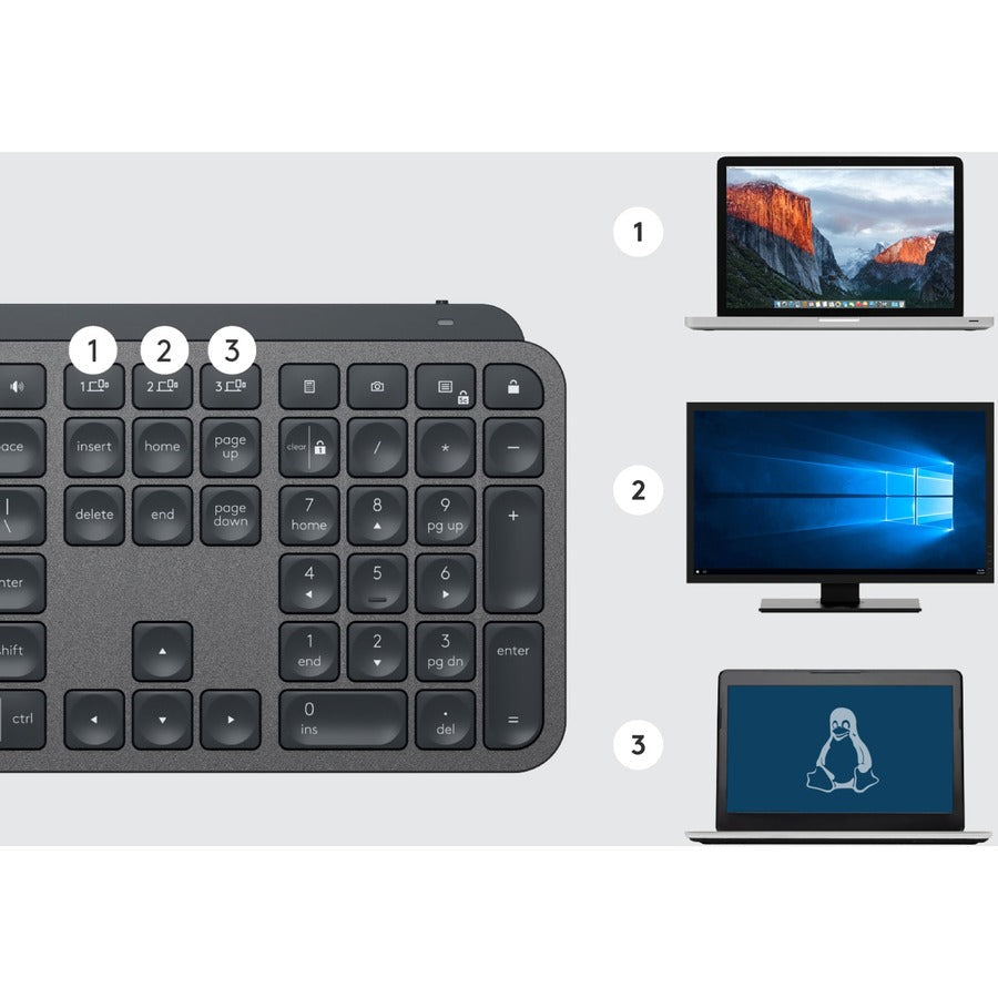 Logitech MX Keys Wireless Illuminated Keyboard for Business, Quiet Perfect-Stroke Keys, Logi Bolt Technology - Graphite 920-010116