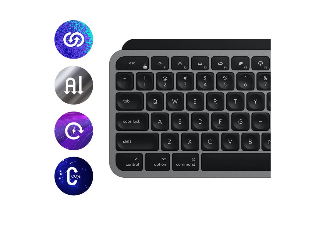 Logitech Master Series MX Keys S for Mac - Keyboard - full size - backlit - wireless - Bluetooth LE - QWERTY - English - space 920-011621