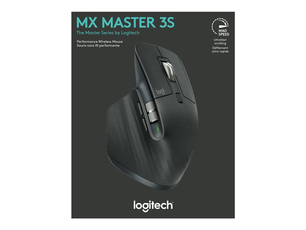 Logitech Master Series MX Master 3S - Mouse - ergonomic - optical - 7 buttons - wireless - Bluetooth, 2.4 GHz - Logitech