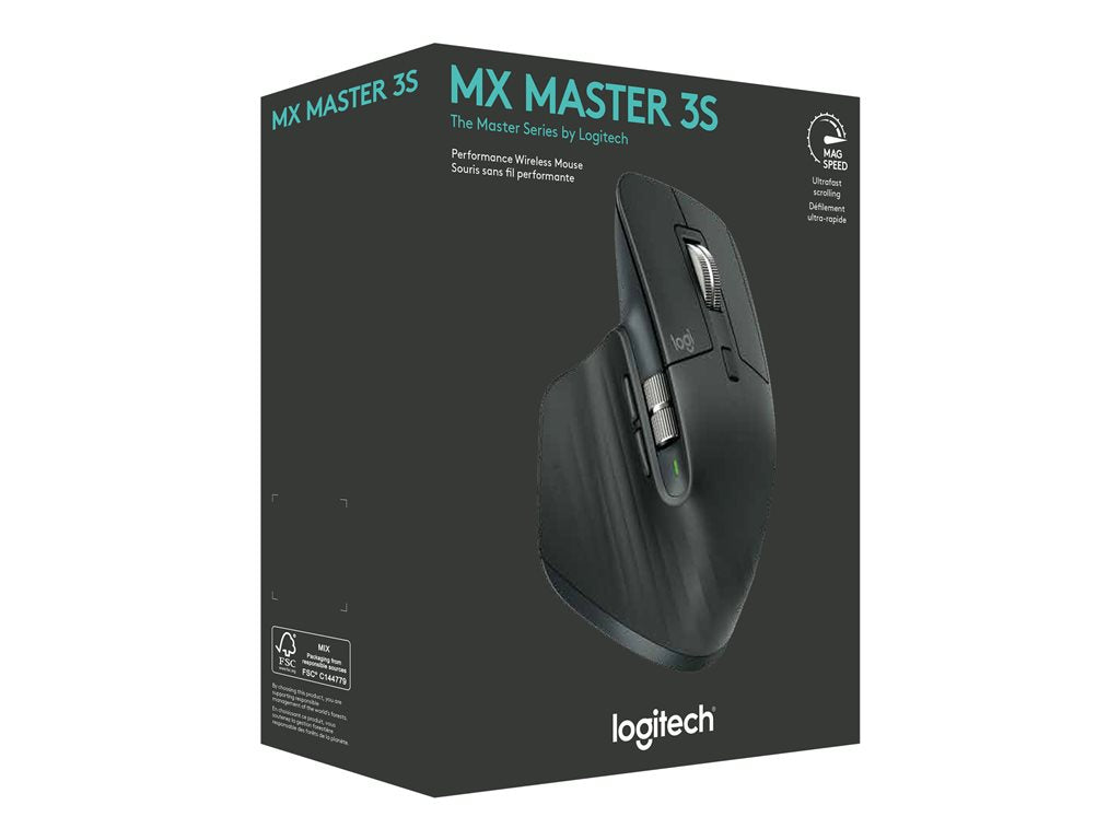 Logitech Master Series MX Master 3S - Mouse - ergonomic - optical - 7 buttons - wireless - Bluetooth, 2.4 GHz - Logitech