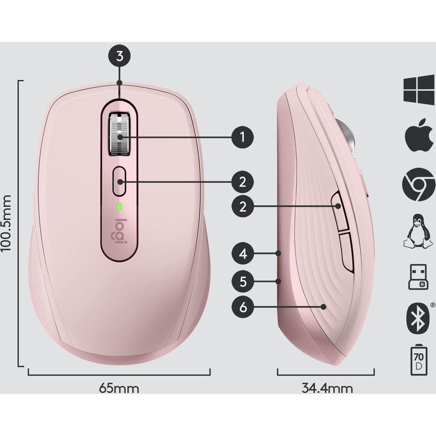 Logitech Mx Anywhere 3 Mouse Right-Hand Rf Wireless+Bluetooth 4000 Dpi